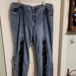 Elegant Denim Jeans with Black Detailing